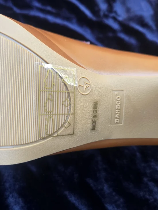 Bamboo Colorblock Platform Loafer Heels Orange Navy Red Chunky Heel Size 7 - Picture 4 of 5